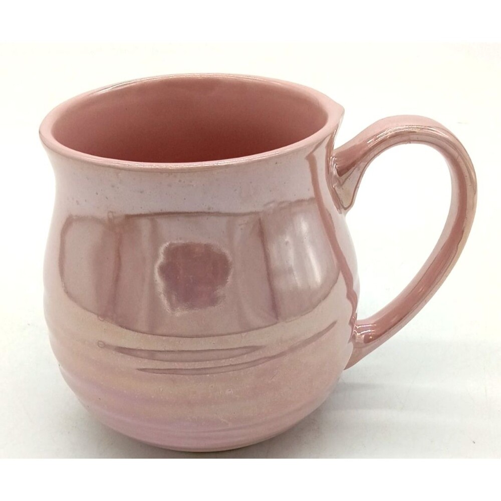 Pink Iridescent Ceramic Mug Belle Maison Artisan Collection Coil Style 16 Oz